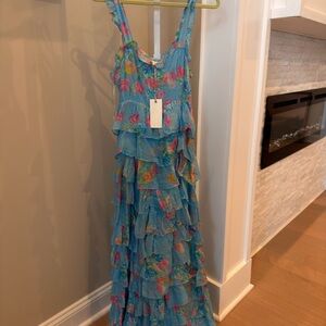 LoveShackFancy Blue Floral Dress
